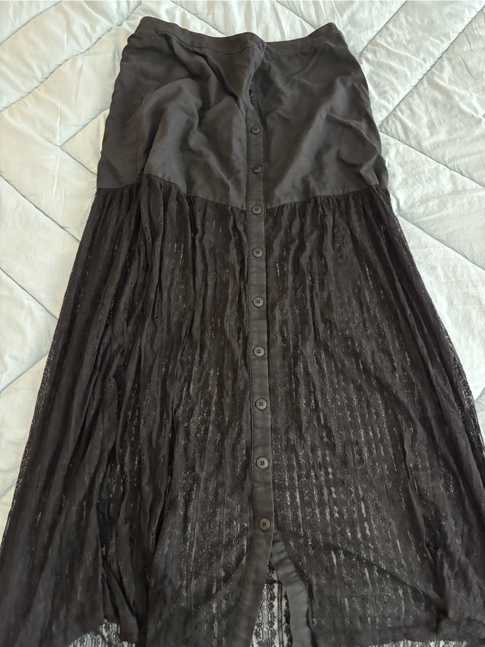 Black Maxi Skirt with Button Front
